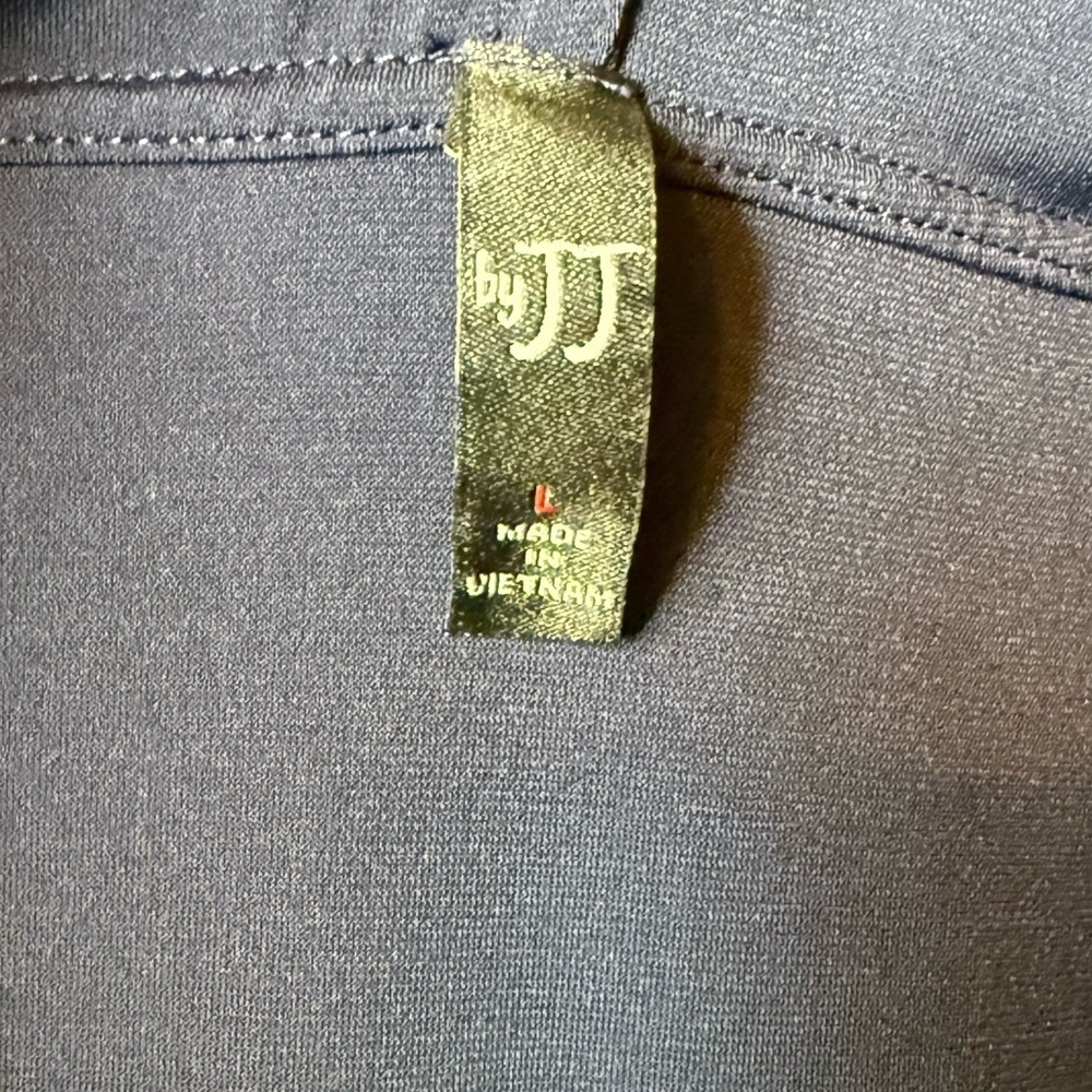 By JJ Navy Blue Duster Hooded Cardigan Size Large Flowy Pockets Long Sleeves - Picture 11 of 15